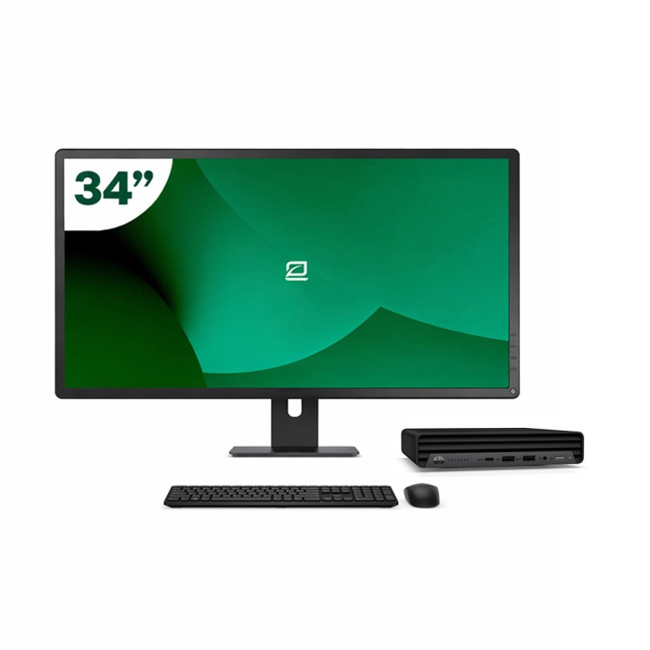 Pack HP 600 G6 Mini i5 10500T 16GB SSD 512GB + LCD 34" + Tecl y Ratón + WiFi | Inalámbrico