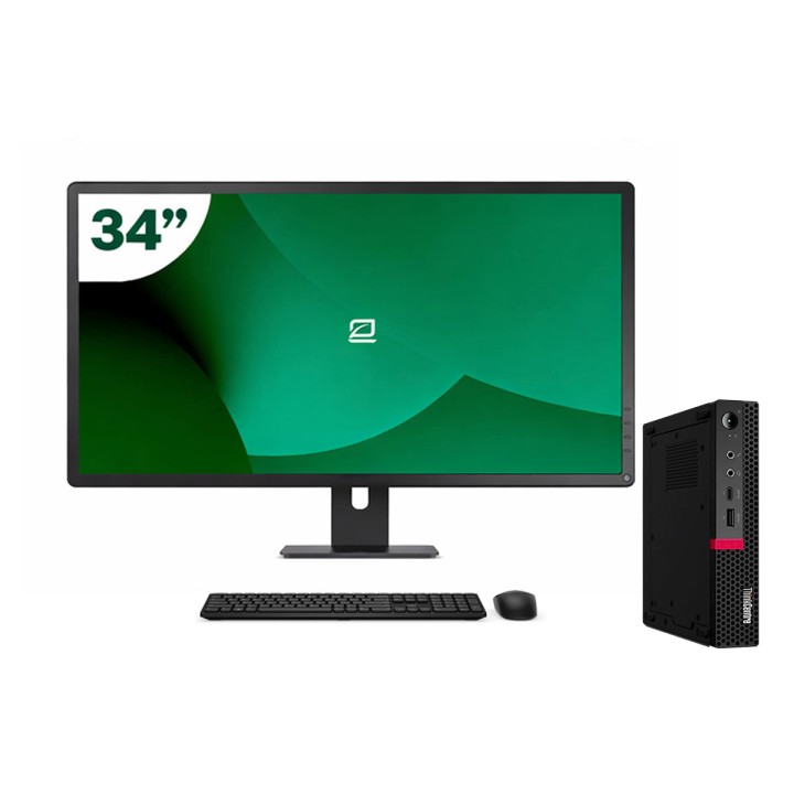 Pack Lenovo M720q Tiny i5 9500T 8GB SSD 512GB + LCD 34" + Tecl y Ratón + WiFi | Inalámbrico