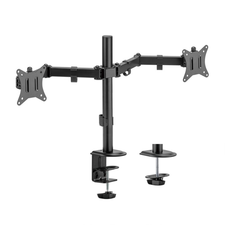 AISENS DT32TSR-149 Soporte de Mesa para 2 Monitores Eco Giratorio Inclinable 9kg/Brazo | 17"-32" | Nuevo