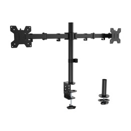 AISENS DT32TSR-279 Soporte de Mesa para 2 Monitores Eco Giratorio Inclinable 10Kg/Brazo | 17"-32" | Nuevo
