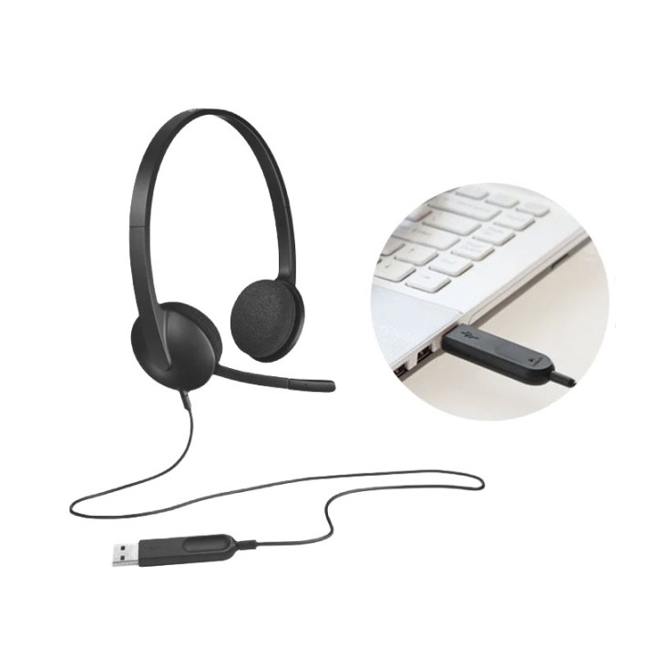 Auriculares Logitech H340 con Micrófono | Negro