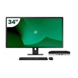 Pack HP 800 G5 Mini i5 9500T 8GB SSD 256GB + LCD 34" + Tecl y Ratón + WiFi | Inalámbrico