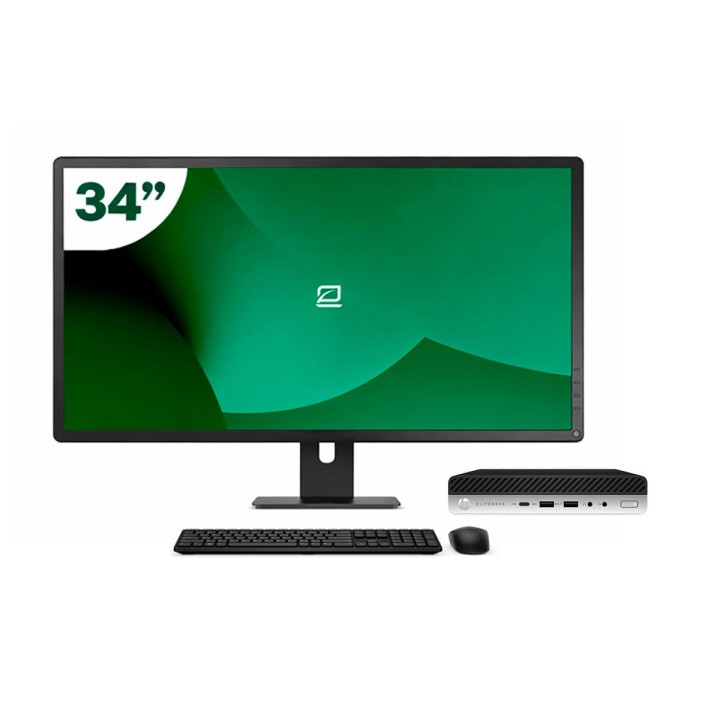Pack HP 800 G5 Mini i5 9500T 8GB SSD 256GB + LCD 34" + Tecl y Ratón + WiFi | Inalámbrico