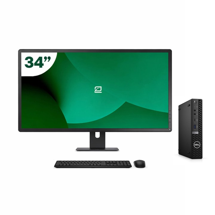 Pack Dell 5090 Micro i5 11500T 16GB SSD 512GB + LCD 34" + Tecl y Ratón + WiFi | Inalámbrico