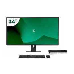 Pack HP 600 G5 Mini i7 9700T 16GB SSD 512GB + LCD 34" + Tecl y Ratón + WiFi | Inalámbrico