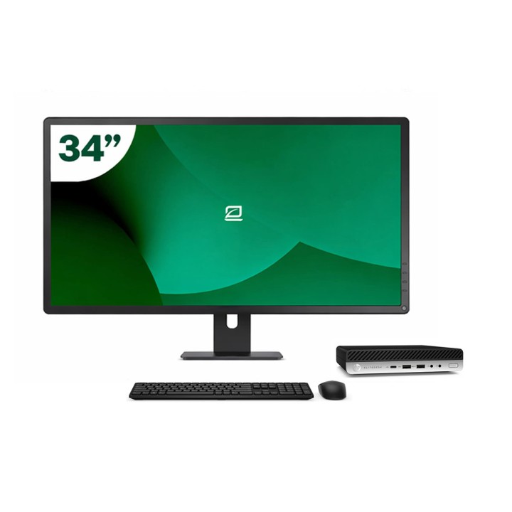 Pack HP 600 G5 Mini i7 9700T 16GB SSD 512GB + LCD 34" + Tecl y Ratón + WiFi | Inalámbrico