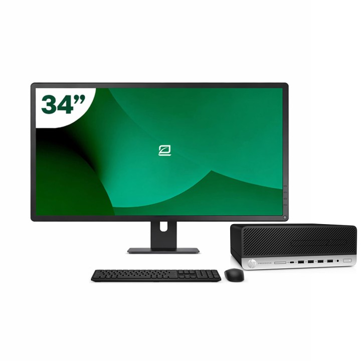 Pack HP 600 G4 SFF i5 8500 16GB SSD 512GB + LCD 34" + Tecl y Ratón + WiFi | Inalámbrico